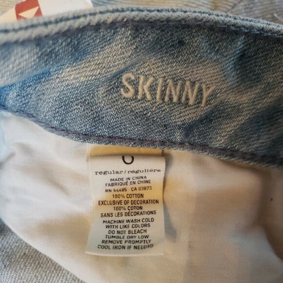 New American Eagle Skinny Jeans Womens 0 Blue Light Wash Cotton Low Rise Ripped - Picture 10 of 12